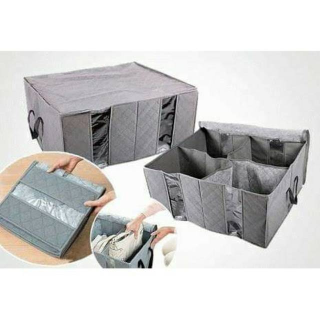 STORAGE Bamboo Storage Box Tampat penyimpanan Baju tempat bedcover Storage 3 sekat 4 sekat