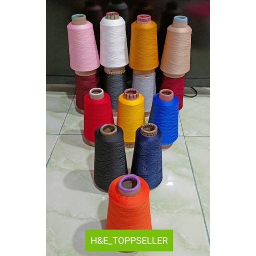 paket 4cones benang obras/Polyester grade A termurah warna merah cabe kode 737