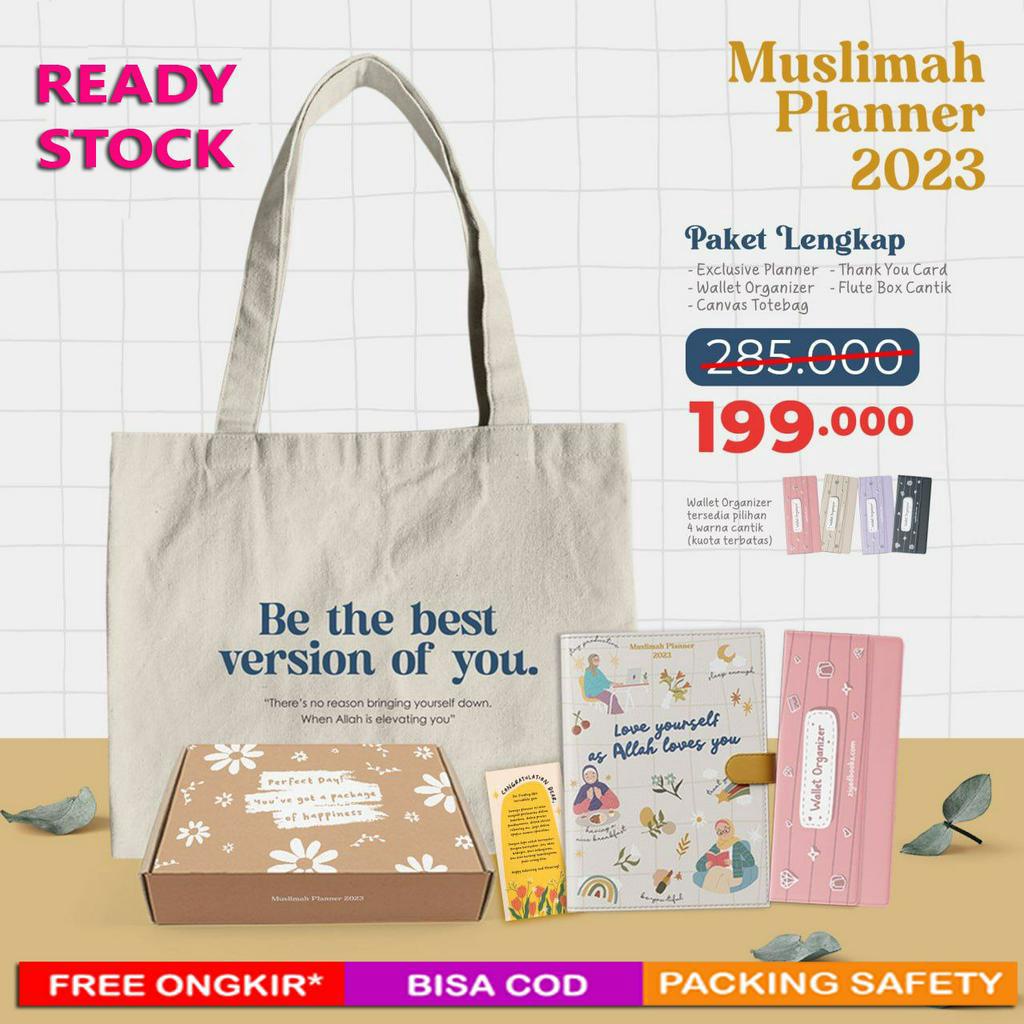 Buku Agenda Muslimah Planner 2023 Bonus Dompet &amp; Totebag (Ziyad)