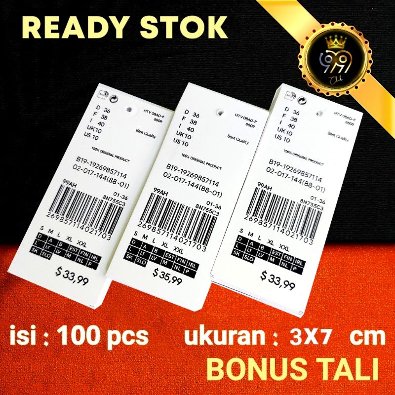 

hangtag bonus tali, 3x7 hantag handtag price tah kotak hitam