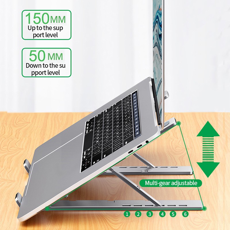 Dudukan Komputer/Braket Penambah Desktop Paduan Aluminium Laptop Pembuangan Panas Folding Stand Holder Laptop