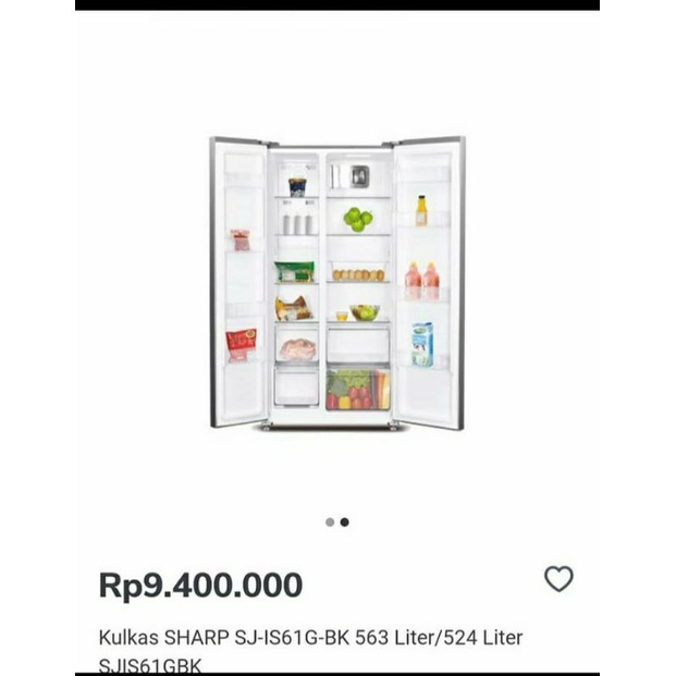 kulkas sharp SJ IS61GBK kulkas sultan 2 pintu side by side sale stokgrab fast, yah gaesFITUR :-Inver