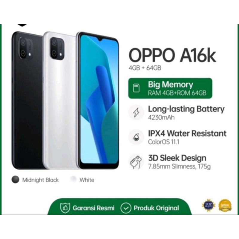 oppo A16k ram 4/64 gb original