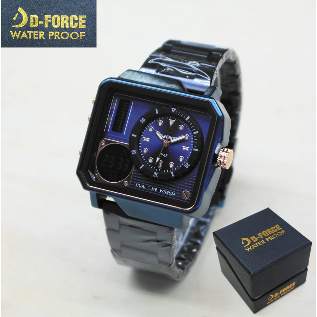 JAM TANGAN PRIA D-FORCE 1980 DUAL TIME ORIGINAL