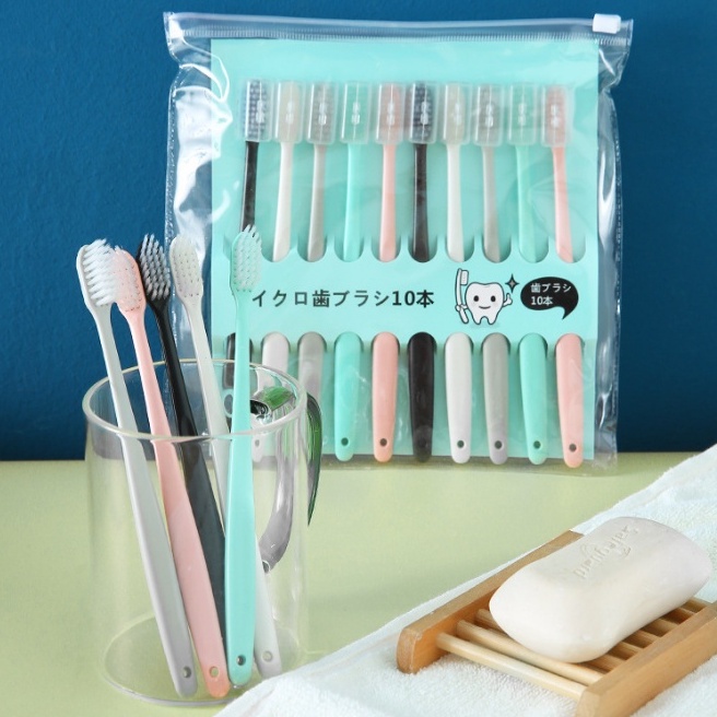 Sikat Gigi Set 10 pcs Arang Putih Eco Friendly Travel Tooth Brush Kepala Kecil Bulu Lembut Sensitif / Sikat Gigi Anak/ Dewasa Bahan Lembut 1 SET ISI 10 PCS / Toothbrush Double Care Sensitive / Sikat Gigi 1 Set Isi 10 Pcs / Toothbrush Sikat Gigi Double