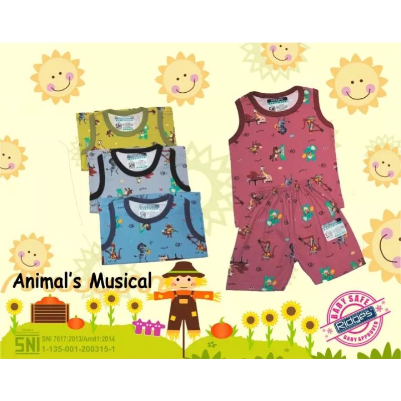 1 Stel Baju Bayi RIDGES SNI - Baju Bayi Dan Celana Pendek Bayi Full Motif