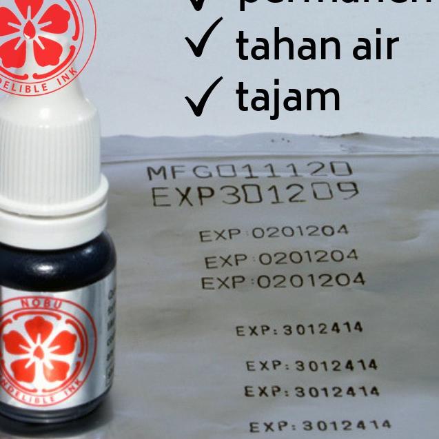 Harga Terbaik Tinta stempel permanen expired date - kode produksi ke plastik kemasan, foil bag, sticker | Nobu Ink