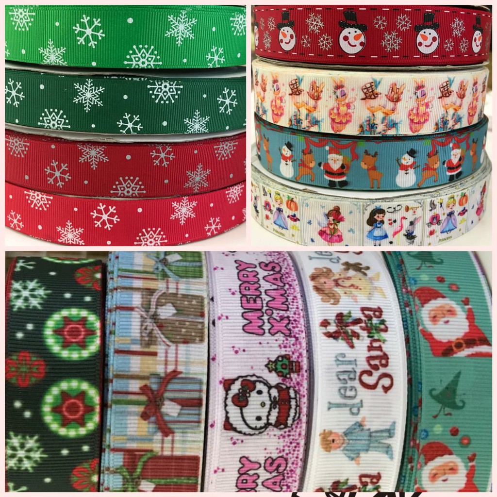 1 METER - 2.2 CM PITA KADO | PITA HAMPERS | PITA GROSGRAIN MOTIF NATAL (7/8&quot;)