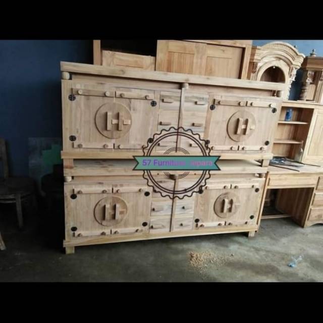 Bufet / Meja Tv sekat Ruangan/Lemari Tv Simpel Kayu Jati Mentahan