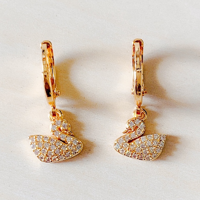 Anting Wanita / Giwang Wanita Angsa Full Zirconia Gold