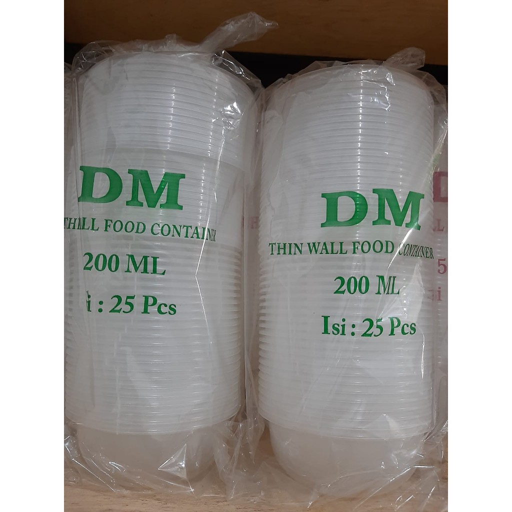 Thinwall DM 200 ML Bulat (25 pcs) - Cup Plastik Dm 200 ML - Mangkok Plastik / cup salad / cup puding