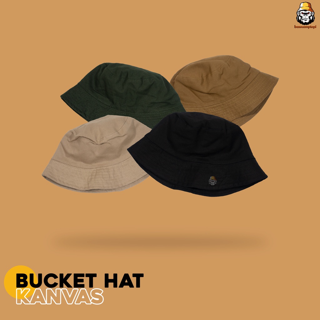 Topi Bucket Hat Premium Polos Bahan Kanvas Pria Wanita