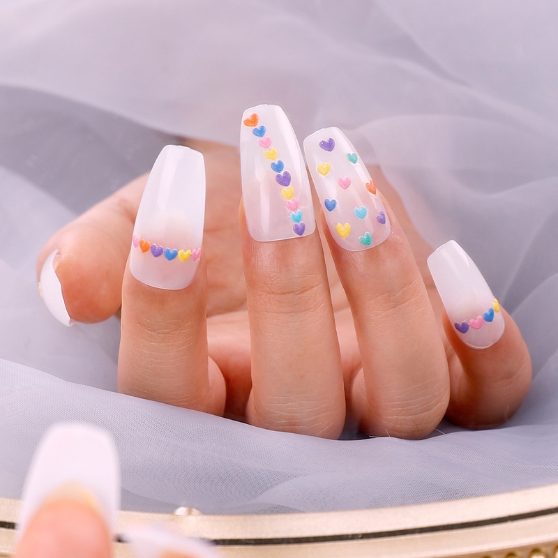 1pc Stiker Kuku Motif Hati Warna-Warni Untuk Dekorasi Nail Art