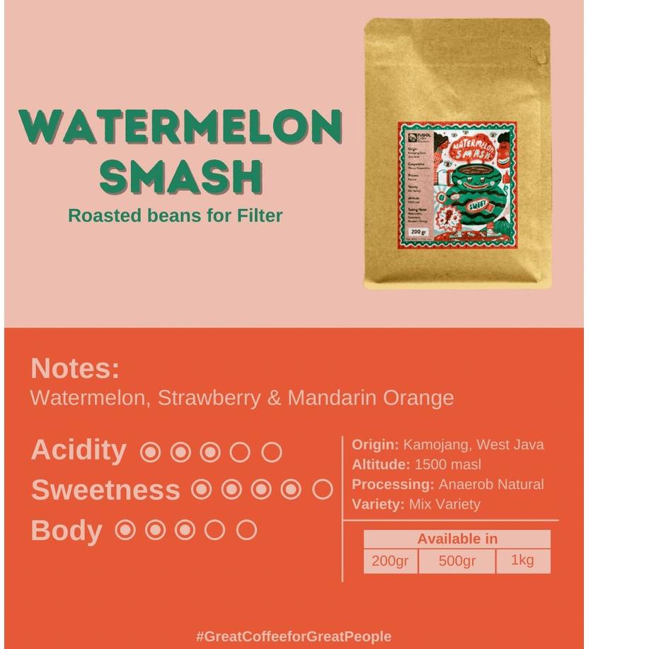 

Mau Hemat--Kopi Arabika Jawa Barat WATERMELON SMASH (200 gr) Single Origin Specialty Coffee Arabica Beans