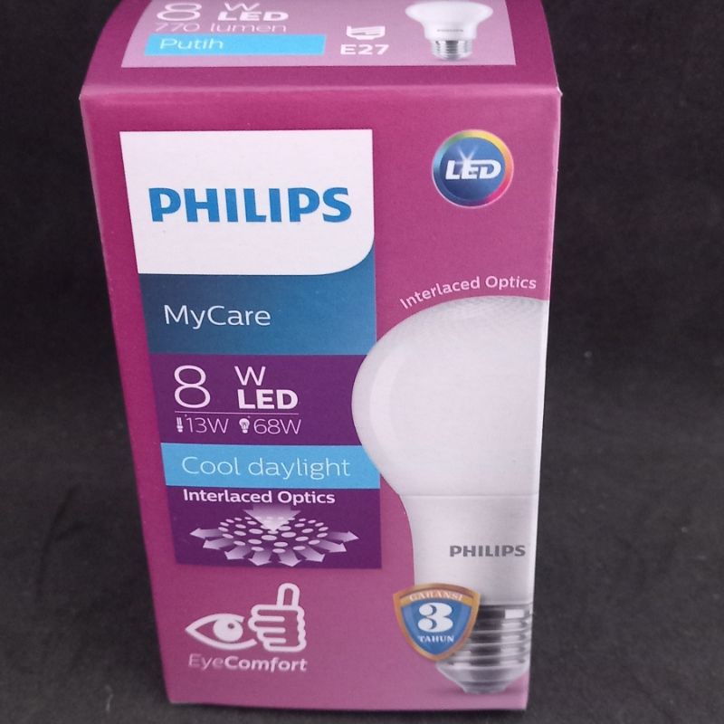 BOLHAM LAMPU LED PHILIPS 8 WATT ORIGINAL ASLI