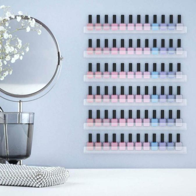 AKRILIK ORGANIZER KOSMETIK BOTOL KUTEK SERBAGUNA - RAK GANTUNG ACRYLIC DINDING MAKEUP / MAKE UP MULT