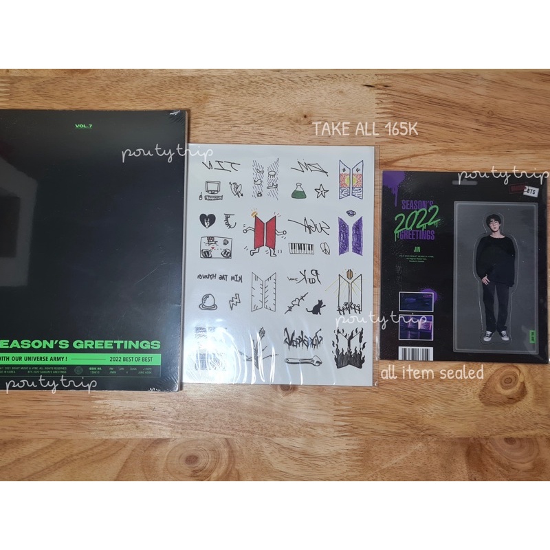방탄서년단 Season Greeting 2022 Diary, Tattoo Sticker, Paper Magnet Jin BTS