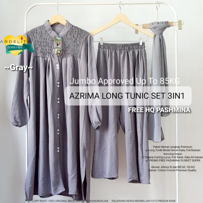 NEW ORI SETCEL AZRIMA BISA JUMBO/BAJU OOTD PAKET HEMAT LENGKAP/SETELAN LD 120 CM/SETELAN BAJU WANITA JUMBO