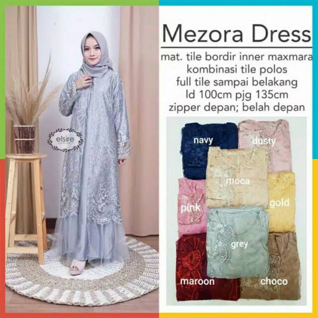 Batik permata - mezora dress brukat gamis tille bordir mutiara elsire dress brukat gamis brukat
