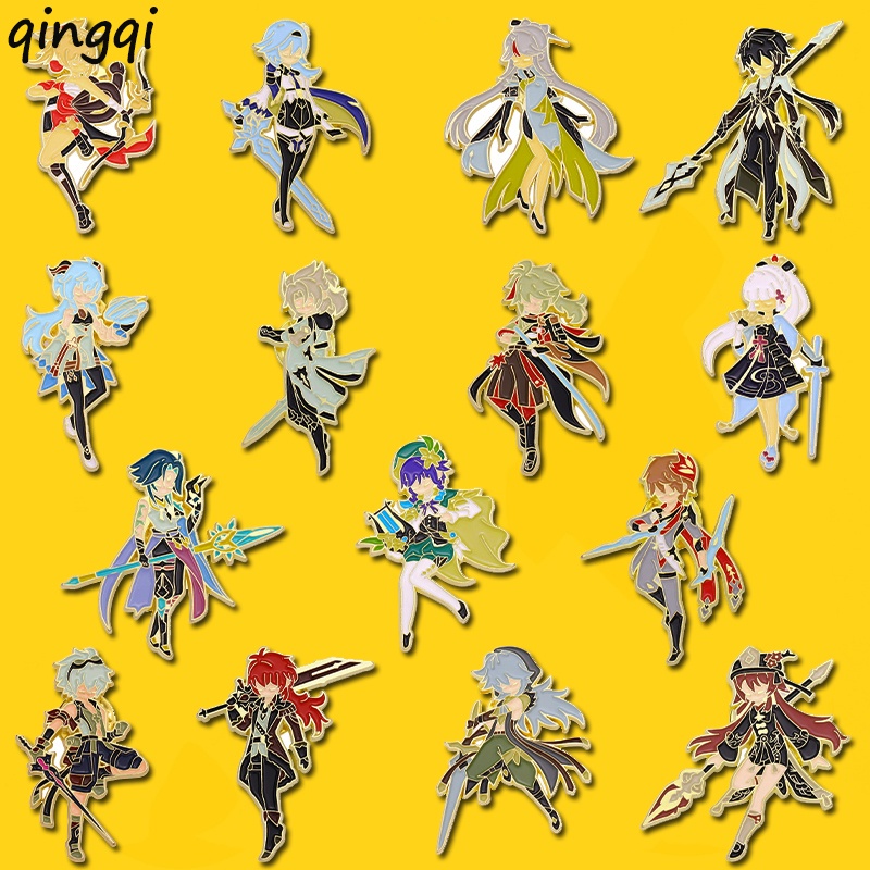 Bros Pin Enamel Desain Karakter Anime Raiden Shogun Venti Zhongli Tartaglia Untuk Hadiah