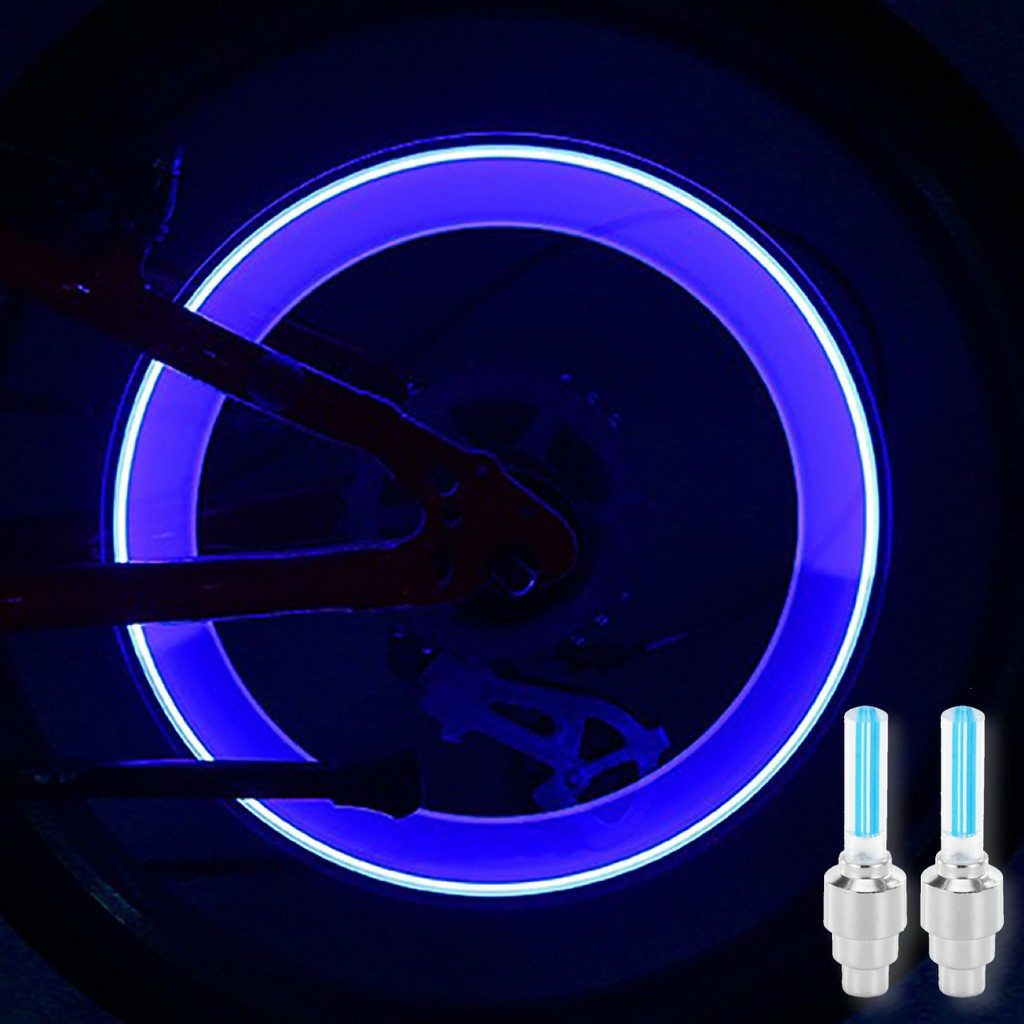 [Premium Store]1PCS Tutup Pentil Nyala Lampu / Pentil Roda Lampu Motor Sepeda Mobil / Gowes yuk-Biru