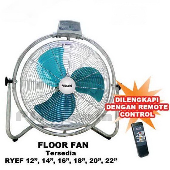Kipas Angin Besi 22" YUNDAI 22R Floor Fan + Remote Control / Wall Fan 22 inch