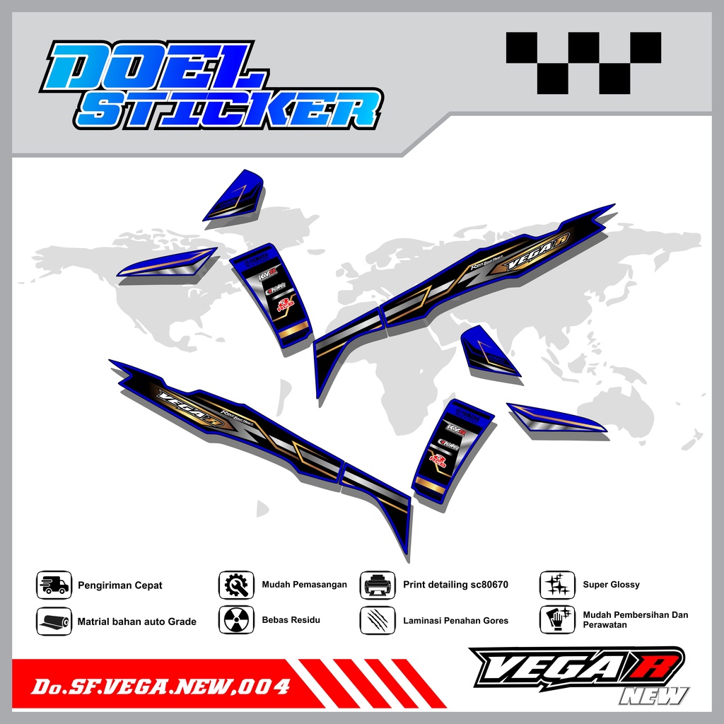 Sticker Striping Vega R New List Variasi Hologram , Crome Doel  004