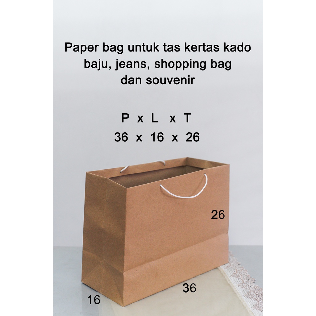 

Paper bag Coklat polos Tas kertas jumbo 36x16x26 (PxLxT) Paperbag