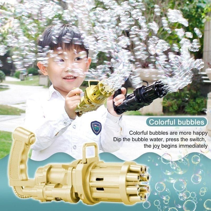 BUBBLE PISTOL GATLING GUN ELECTRICK GUN BUSA SUPER BANYAK DOLPHIN MUSIC LAMPU