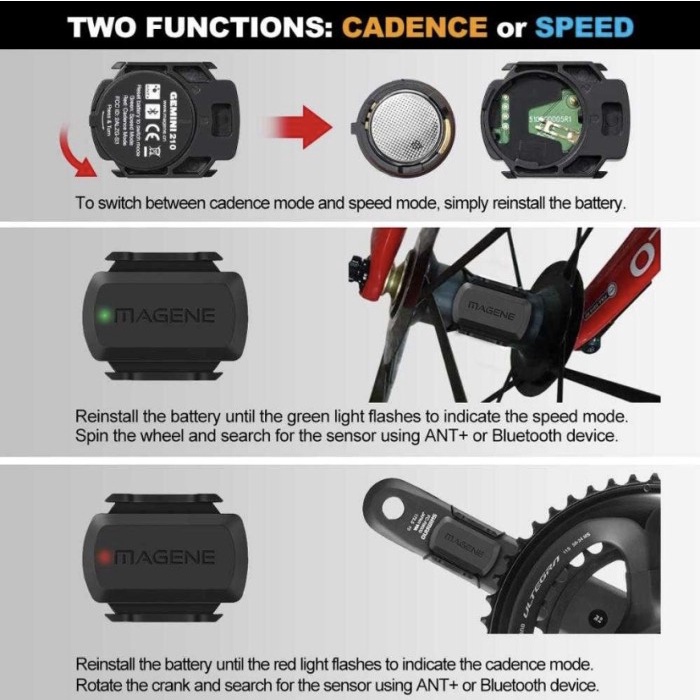 MAGENE Gemini 210 S3 plus Bicycle speed Sensor ANT Bloetooth