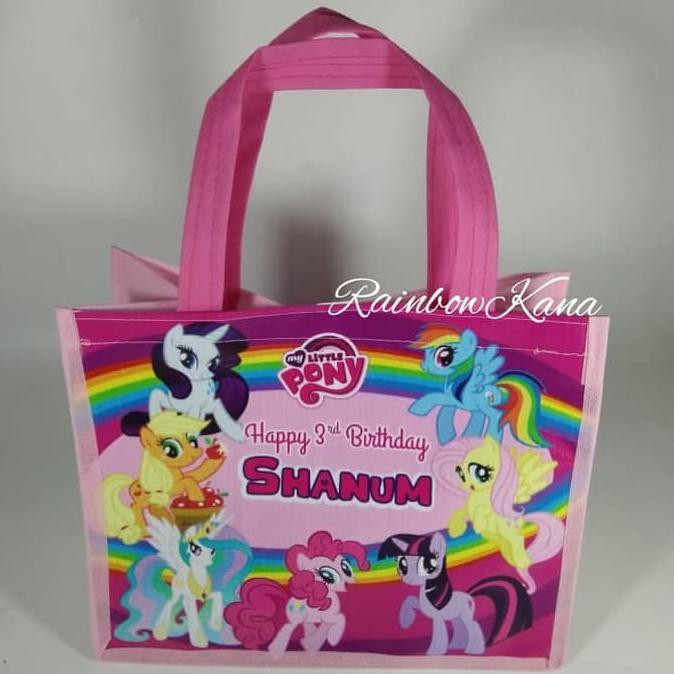 

Ready Oke Tas Ultah/Jinjing/Souvenir/Bday Goodie Bag My Little Pony Rainbow- isi 50pcs