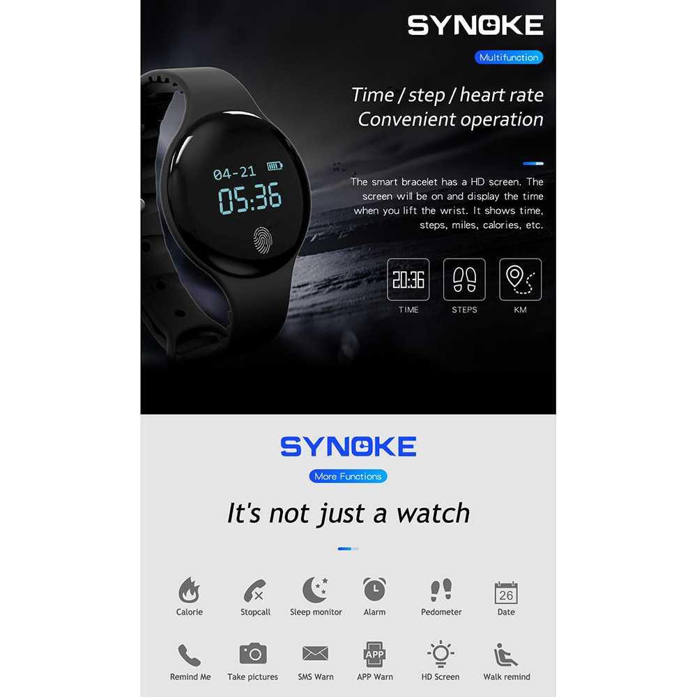 SYNOKE FitBand Jam Tangan Smartwatch Digital Pedometer- 9200 [Hitam]