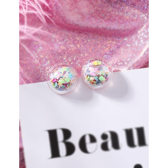 LRC Anting Tusuk Fashion Love Fruit Smiley Love Transparent Ball Earrings F68066