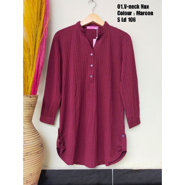 Nux/v-neck nux/kaos lengan panjang/busui v-neck/kaos busui/phenomenal/chisel/kaos nux