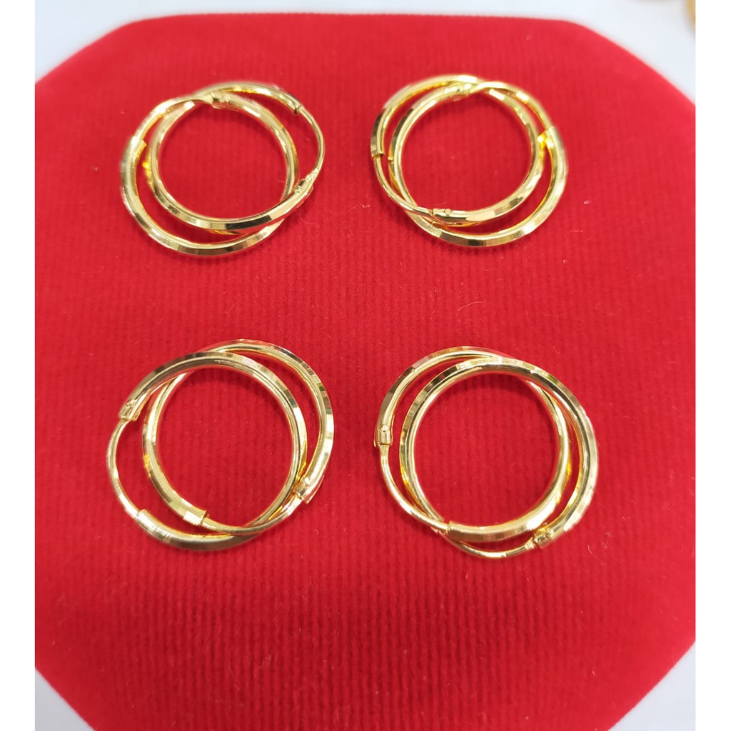 Anting gipsi polos/ukir, perak 925, sepu emas kuning