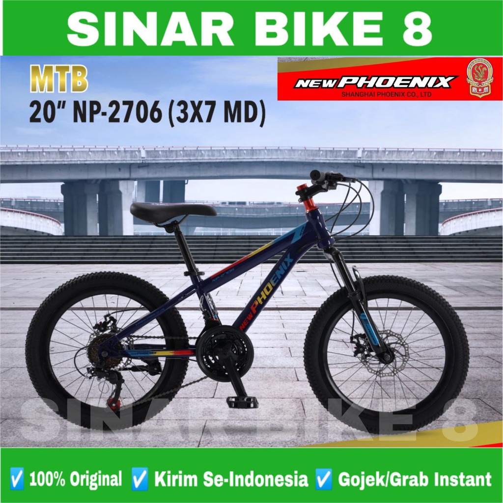 Sepeda Gunung MTB PHOENIX NP-2706 Ukuran 20, 24 &amp; 26 Inch 21 Speed Rem Cakram