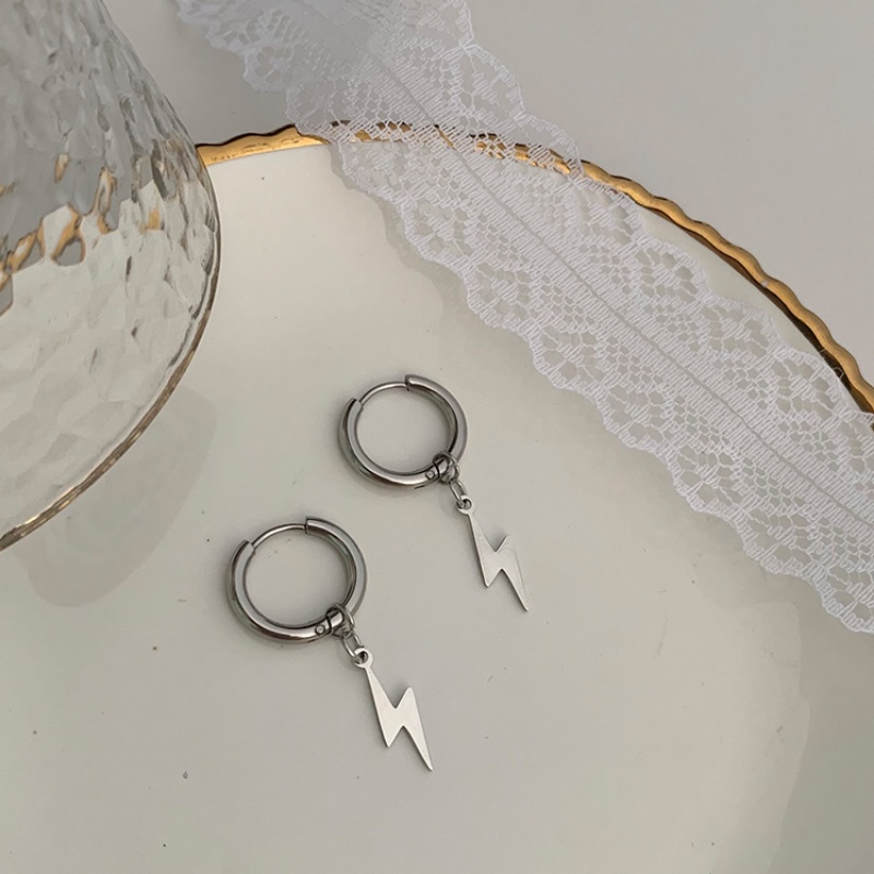 Papaozhu Stylish s925 Perak Petir Menjuntai Hoop Earrings Untuk Wanita Korea Flash Earrings Hypoallergenic Telinga Perhiasan