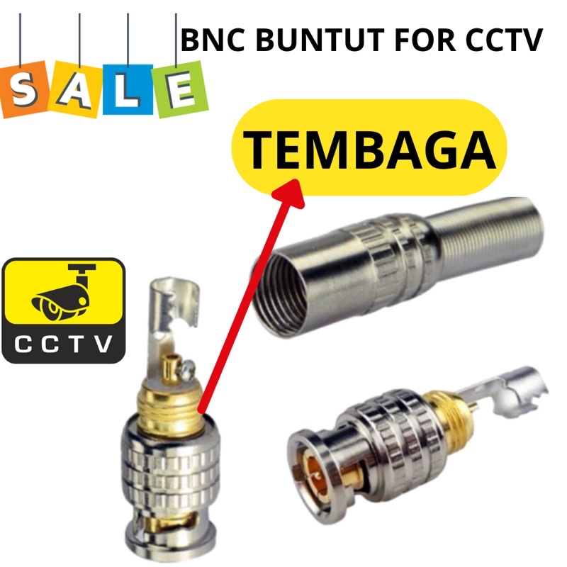 Konektor Jack Bnc buntut Coaxial RG59 RG6 Tanpa Solder Untuk Kamera CCTV