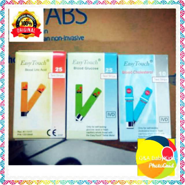 

Strip Stik GULA DARAH, ASAM URAT, KOLESTEROL EASY TOUCH Refill Strip Alat Tes Cek Glukosa, Asam Urat, Kolesterol