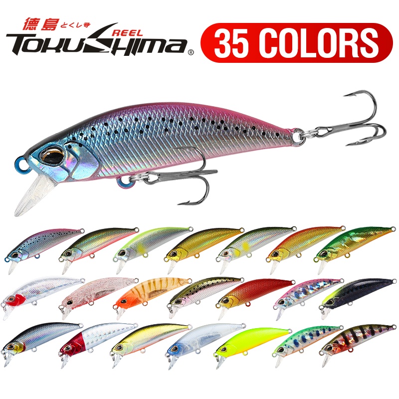 1pc Umpan Pancing Ikan Minnow 3D 35 Warna 5g / 5cm Bahan Plastik Dengan 2 Kail