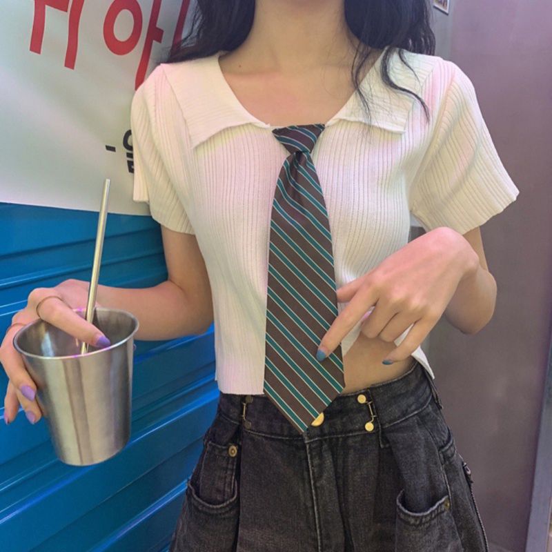 YOLA CROP TOP KNIT IMPORT PREMIUM KOREAN UNIFORM | MY.FSHNN | SERAGAM JEPANG | SERAGAM COSPLAY | CRO