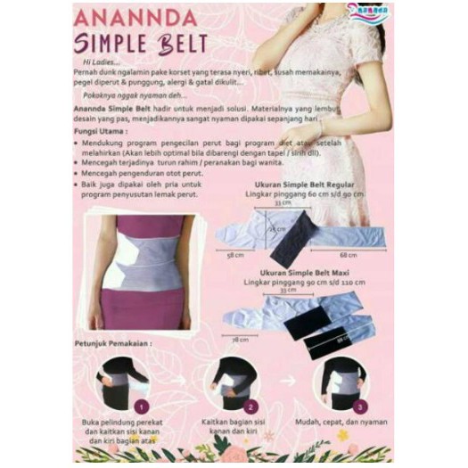 Korset Pelangsing Perut Ananda Simple Belt Ukuran Reguler Dan Maxi
