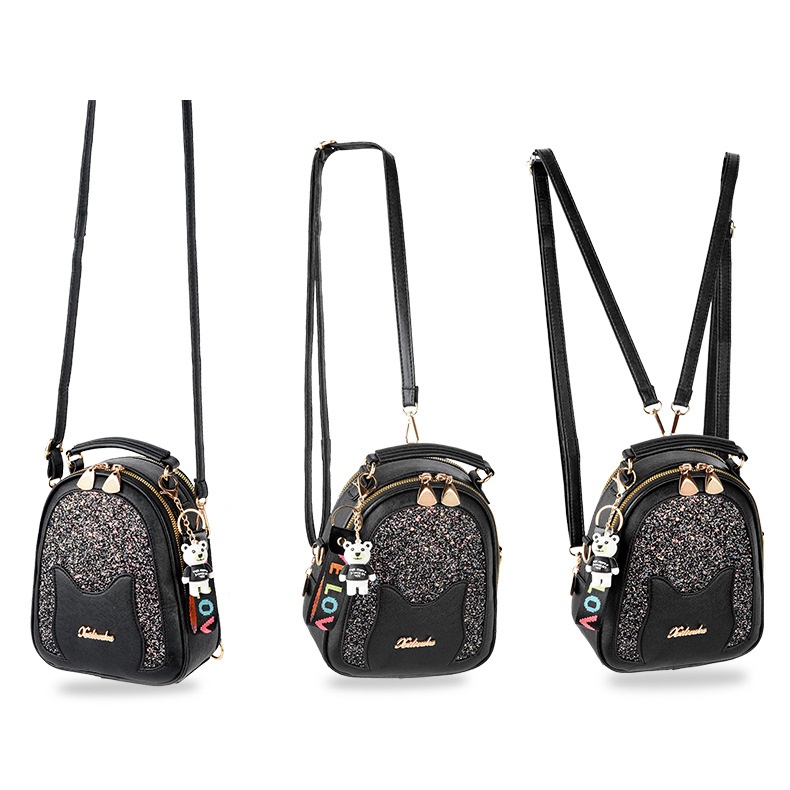 Tas multifungsi Wanita Mewah Baru Tas Wanita Tas Desainer Busana Gadis Tas Bahu Kasual All-Match Berpayet Kucing Siswa