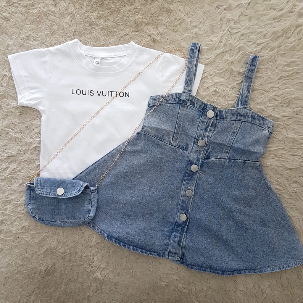 Premium jeans button overall anak perempuan