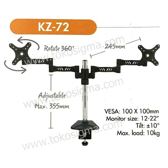 BRACKET TV JEPIT DI MEJA KZ-72 DUA LENGAN FOR FLAT MONITOR 12-22 in