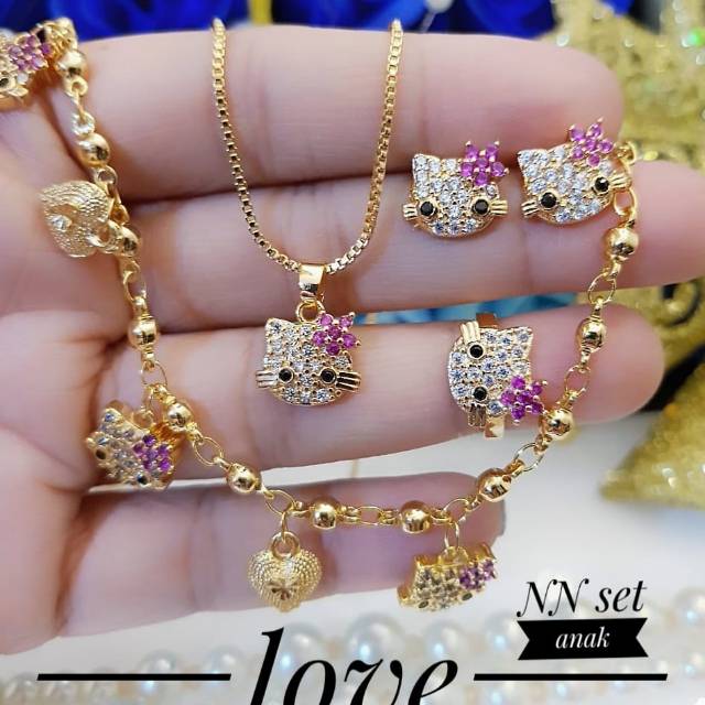 Xuping set perhiasan anak lapis emas 18k 3034j