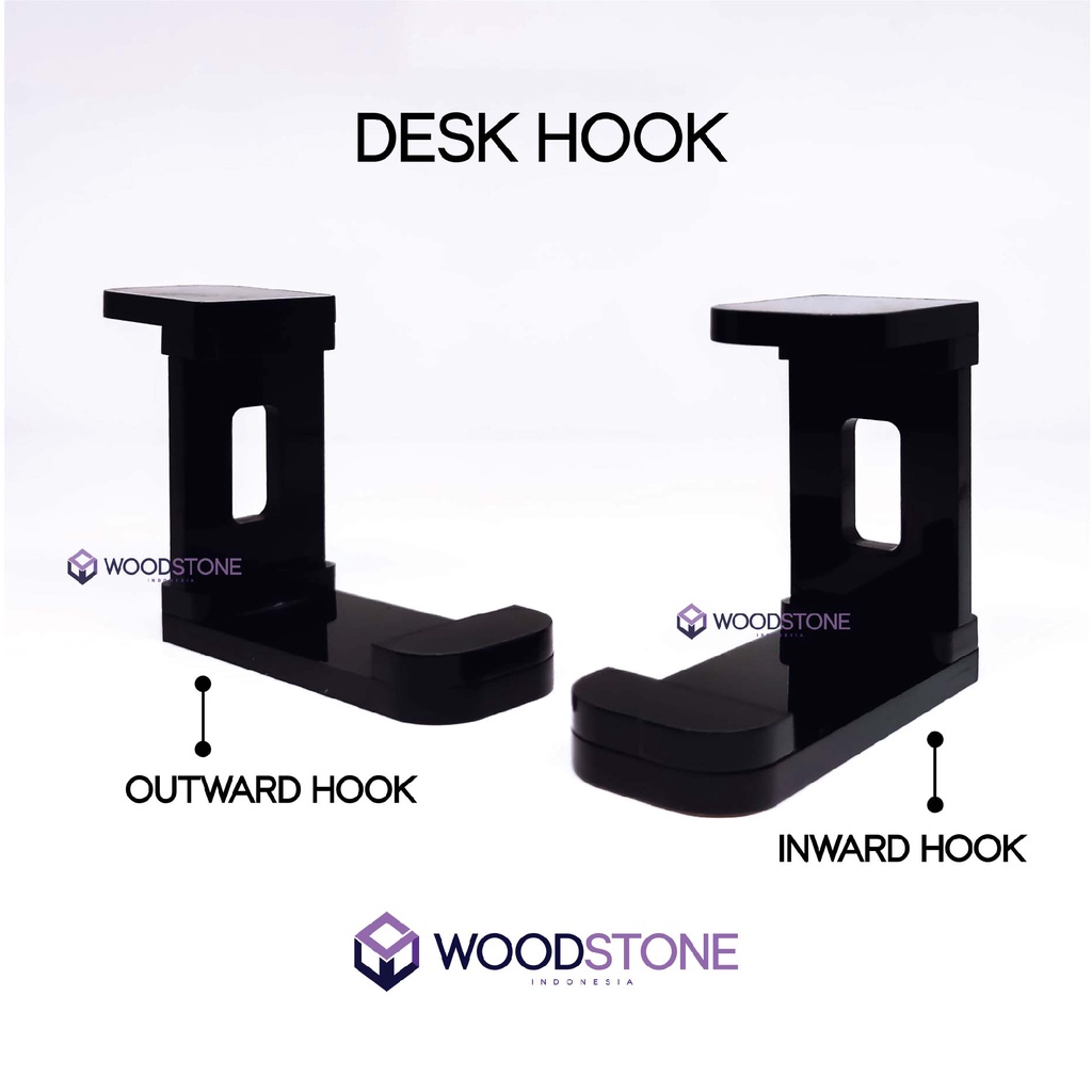 WOODSTONE - Headphone Hook - Gantungan Earphone - Desk Headset Holder - Setup Gaming Desk - Aksesori