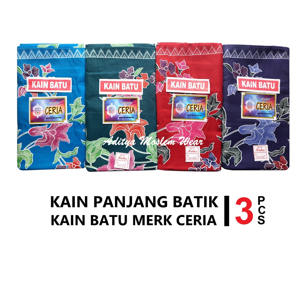 PAKET HEMAT 3 PCS KAIN SAMPING KEBAT PANJANG / KAIN JARIK BATIK PEKALONGAN / KAIN BATU MERK CERIA