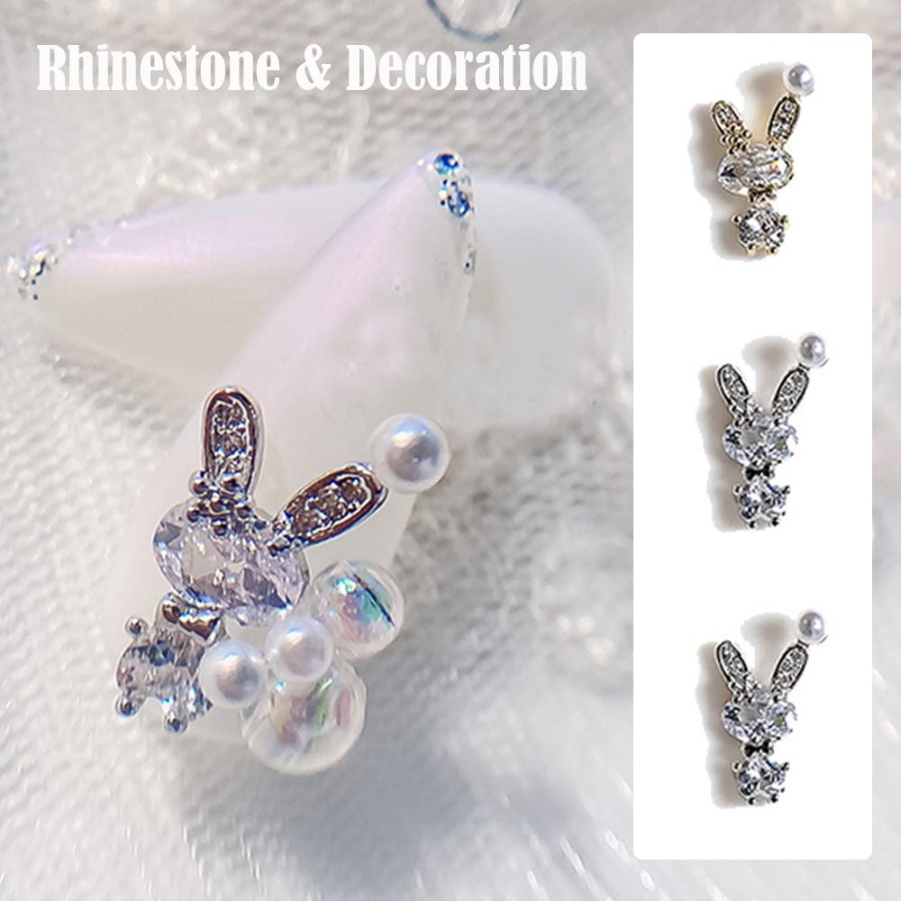 Mxbeauty Dekorasi Nail Art 3D 1Pcs Rhinestones Kuku Beruang Kelinci