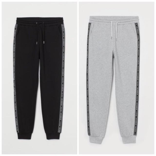  Celana  H M  Jogger  with Side Black LA Stripes Original 